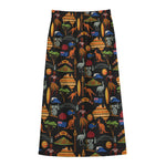 Australia Symbols Pattern Print Cotton Front Slit Maxi Skirt