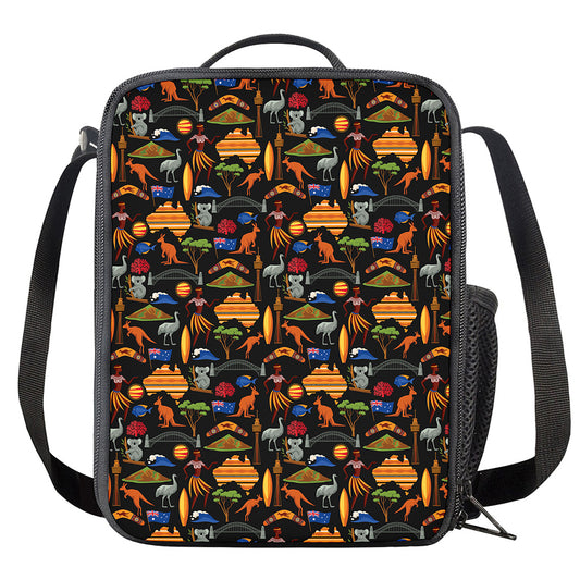 Australia Symbols Pattern Print Crossbody Lunch Bag