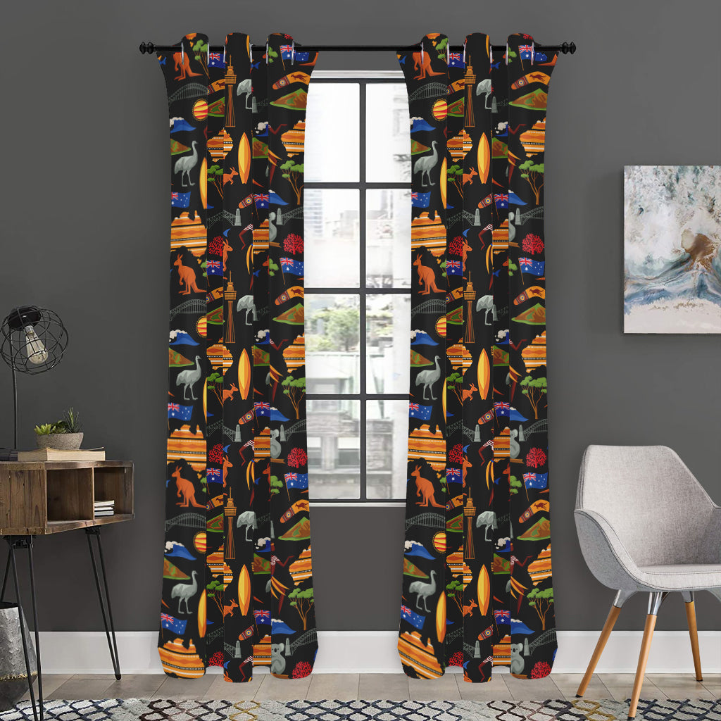 Australia Symbols Pattern Print Curtain