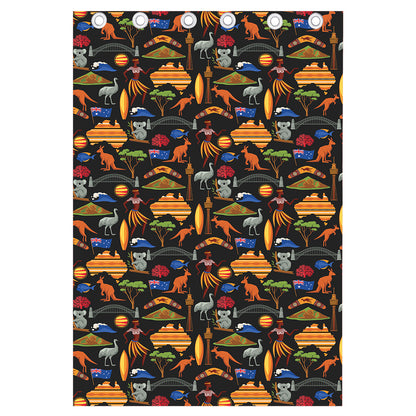 Australia Symbols Pattern Print Curtain