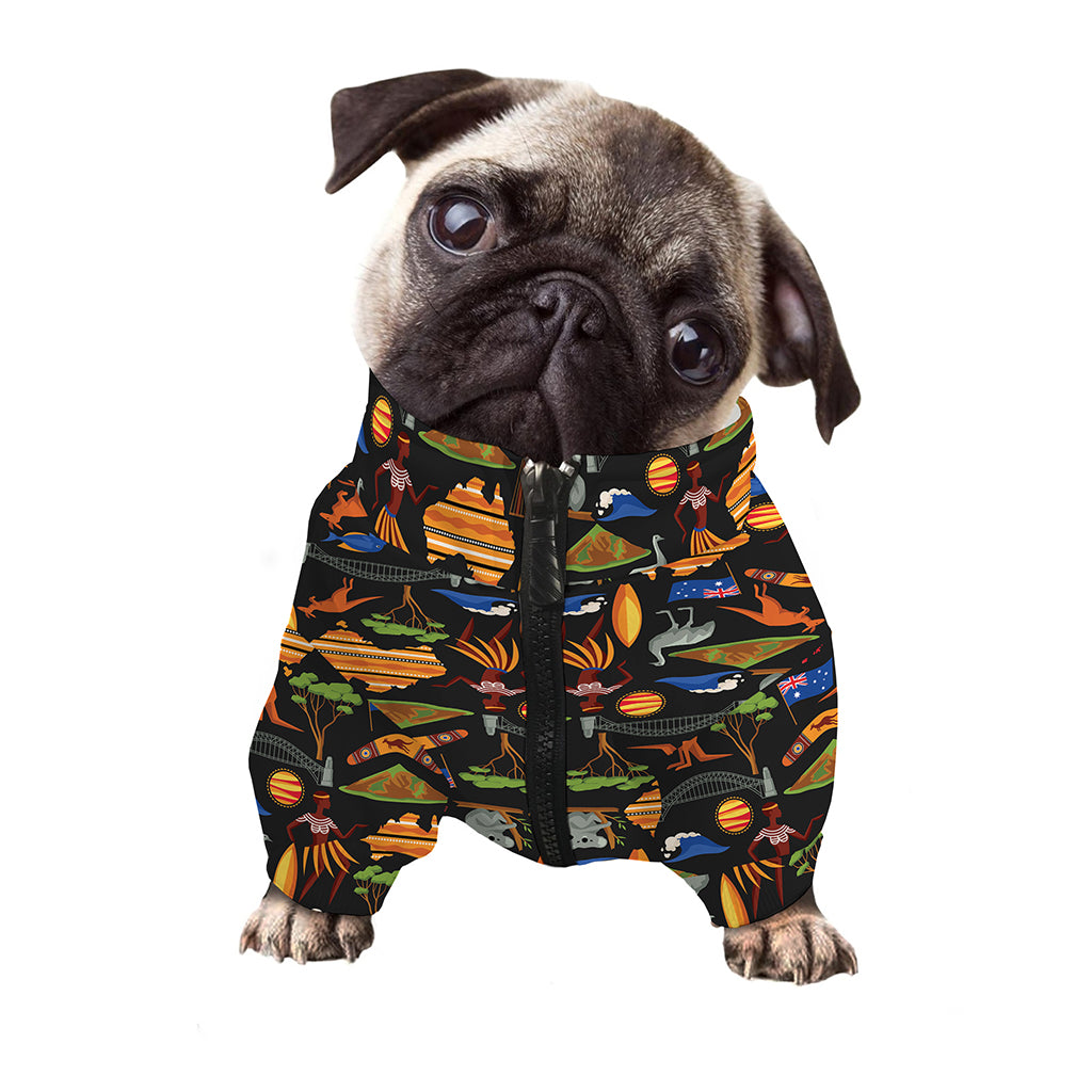 Australia Symbols Pattern Print Dog Zip Up Jacket