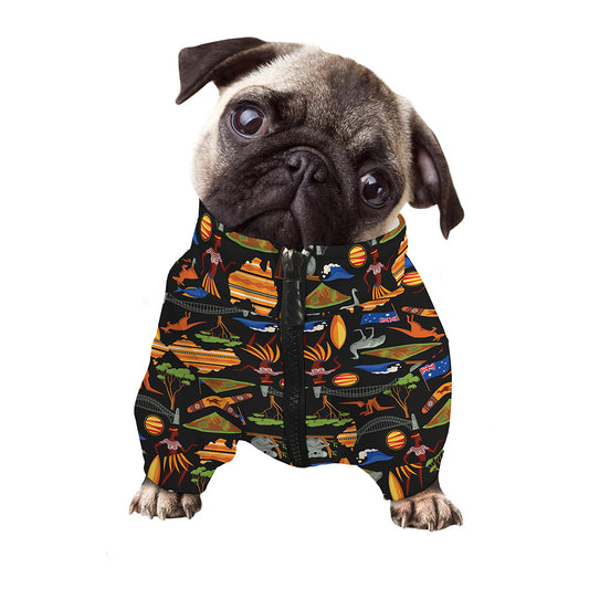 Australia Symbols Pattern Print Dog Zip Up Jacket