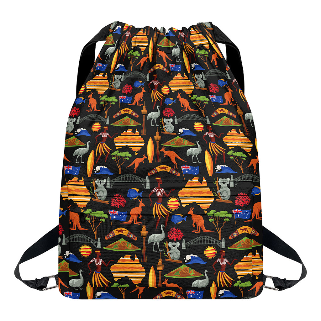 Australia Symbols Pattern Print Drawstring Backpack