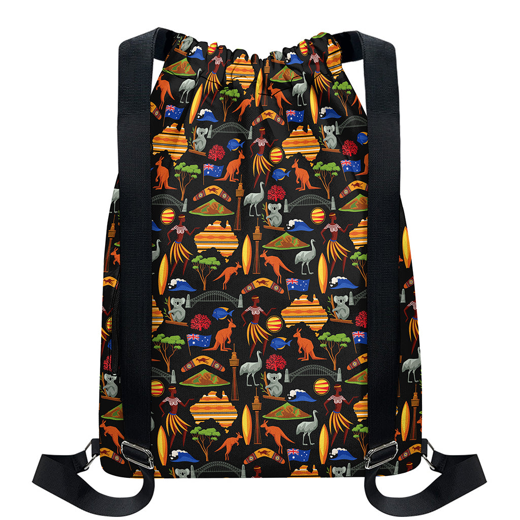Australia Symbols Pattern Print Drawstring Backpack
