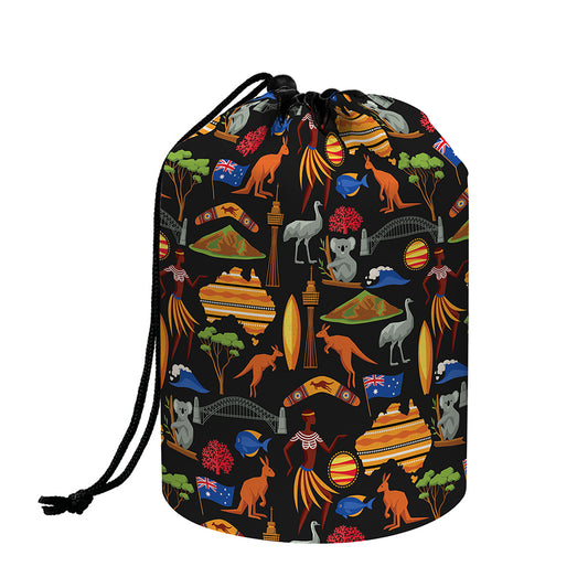 Australia Symbols Pattern Print Drawstring Makeup Bag
