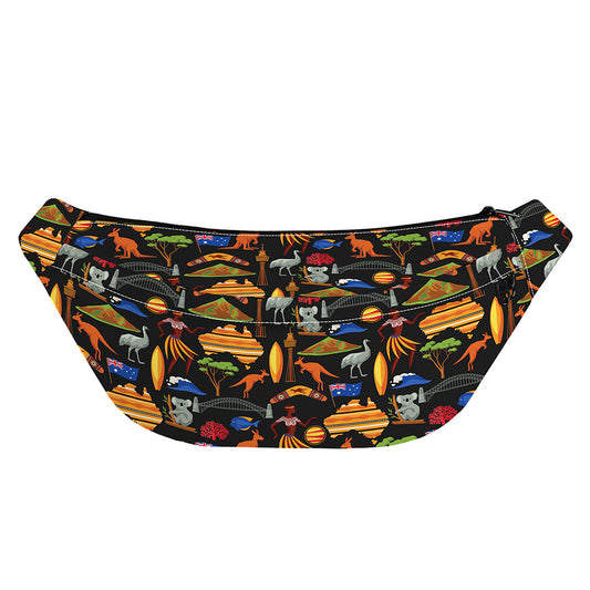 Australia Symbols Pattern Print Fanny Pack