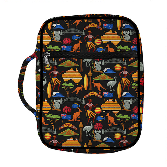 Australia Symbols Pattern Print Front Pocket Bible Bag