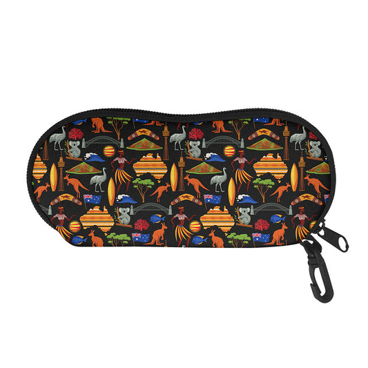 Australia Symbols Pattern Print Glasses Case