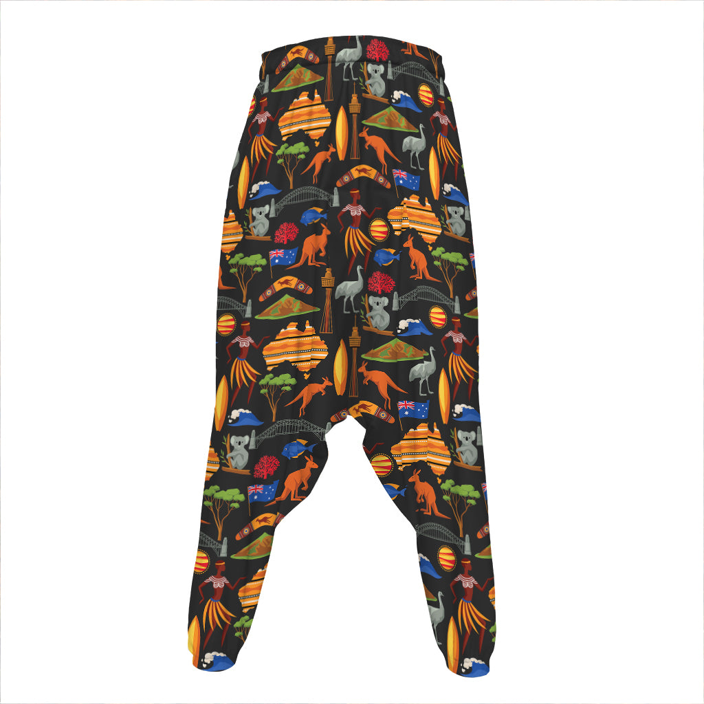 Australia Symbols Pattern Print Hammer Pants