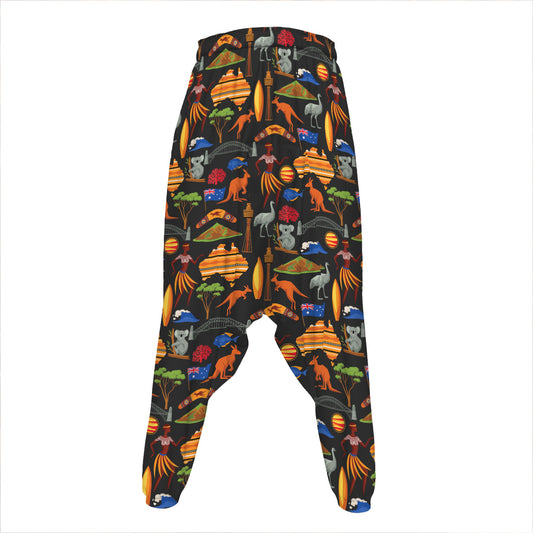 Australia Symbols Pattern Print Hammer Pants