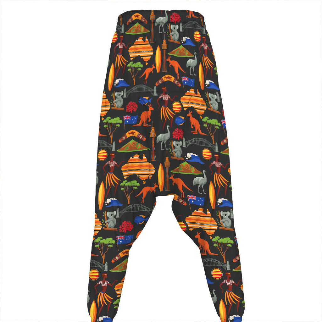 Australia Symbols Pattern Print Hammer Pants