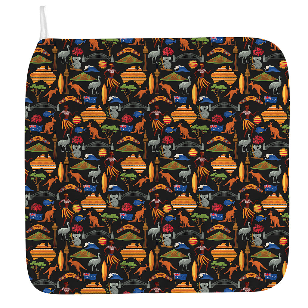 Australia Symbols Pattern Print Hand Towel