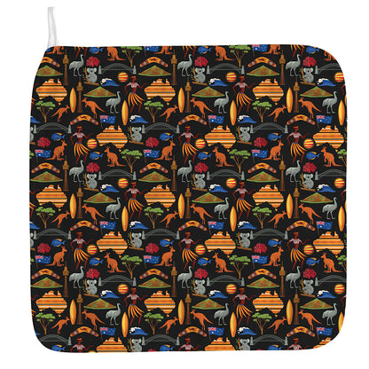 Australia Symbols Pattern Print Hand Towel