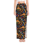 Australia Symbols Pattern Print High Slit Maxi Skirt