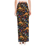 Australia Symbols Pattern Print High Slit Maxi Skirt