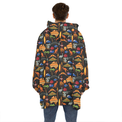 Australia Symbols Pattern Print Hoodie Blanket