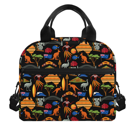 Australia Symbols Pattern Print Insulated Lunch Bag