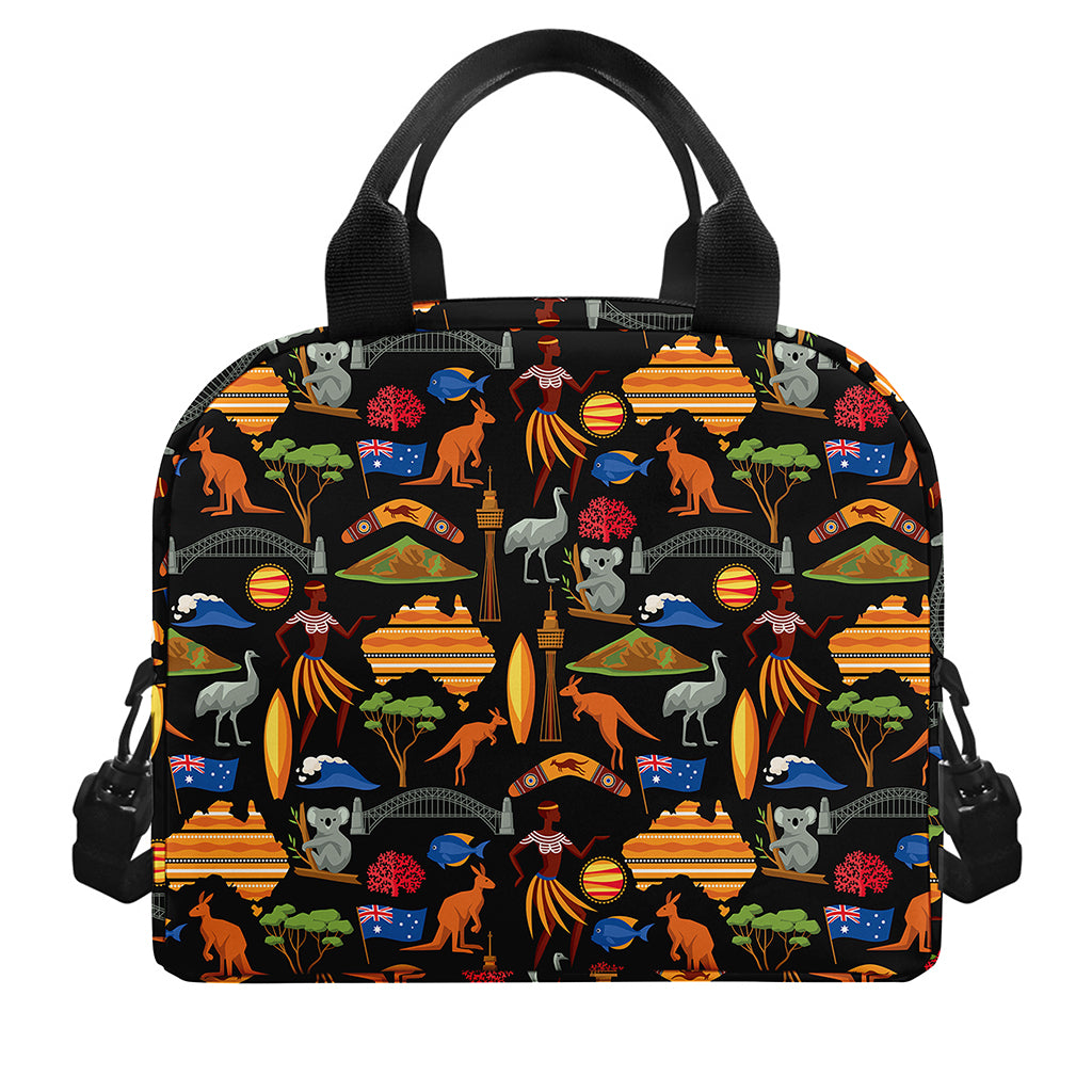 Australia Symbols Pattern Print Insulated Lunch Bag
