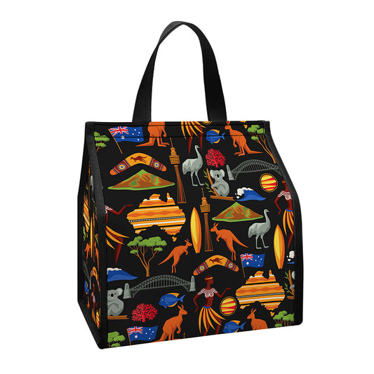 Australia Symbols Pattern Print Insulated Lunch Tote