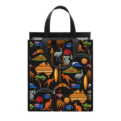 Australia Symbols Pattern Print Insulated Lunch Tote