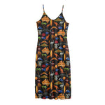 Australia Symbols Pattern Print Jersey Midi Cami Dress