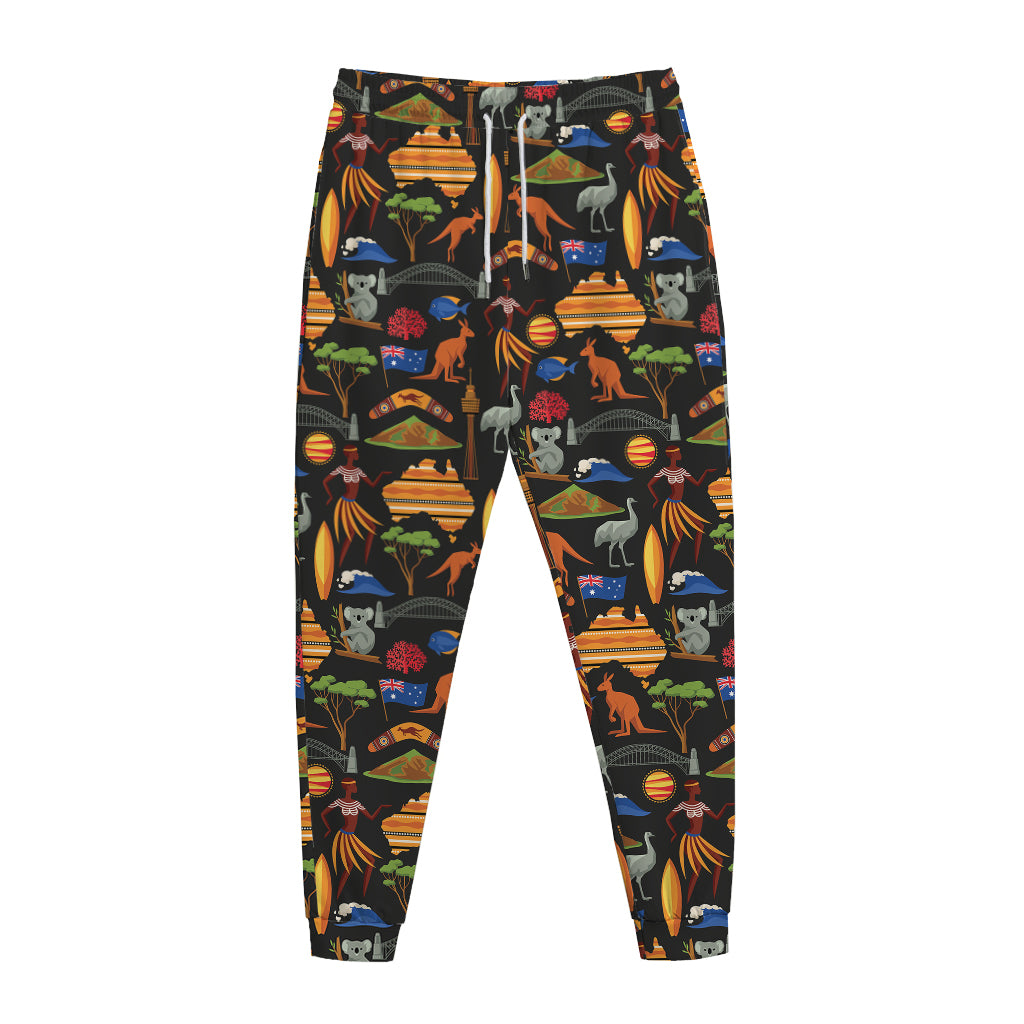 Australia Symbols Pattern Print Jogger Pants