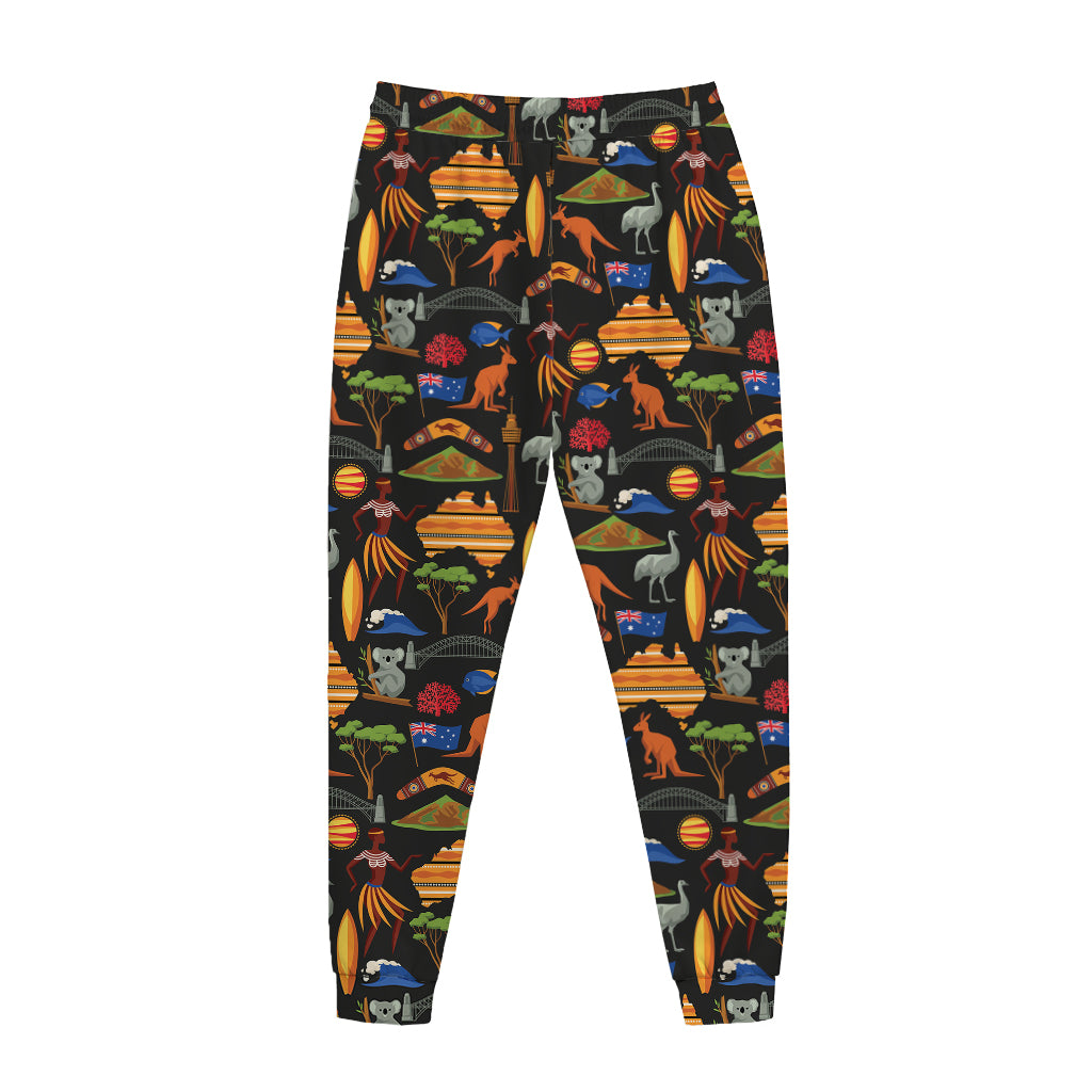 Australia Symbols Pattern Print Jogger Pants