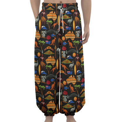 Australia Symbols Pattern Print Lantern Pants