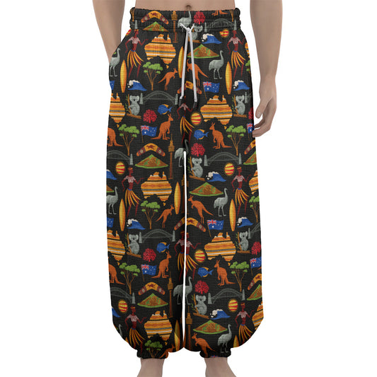 Australia Symbols Pattern Print Lantern Pants