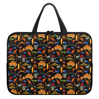 Australia Symbols Pattern Print Laptop Sleeve With Handle