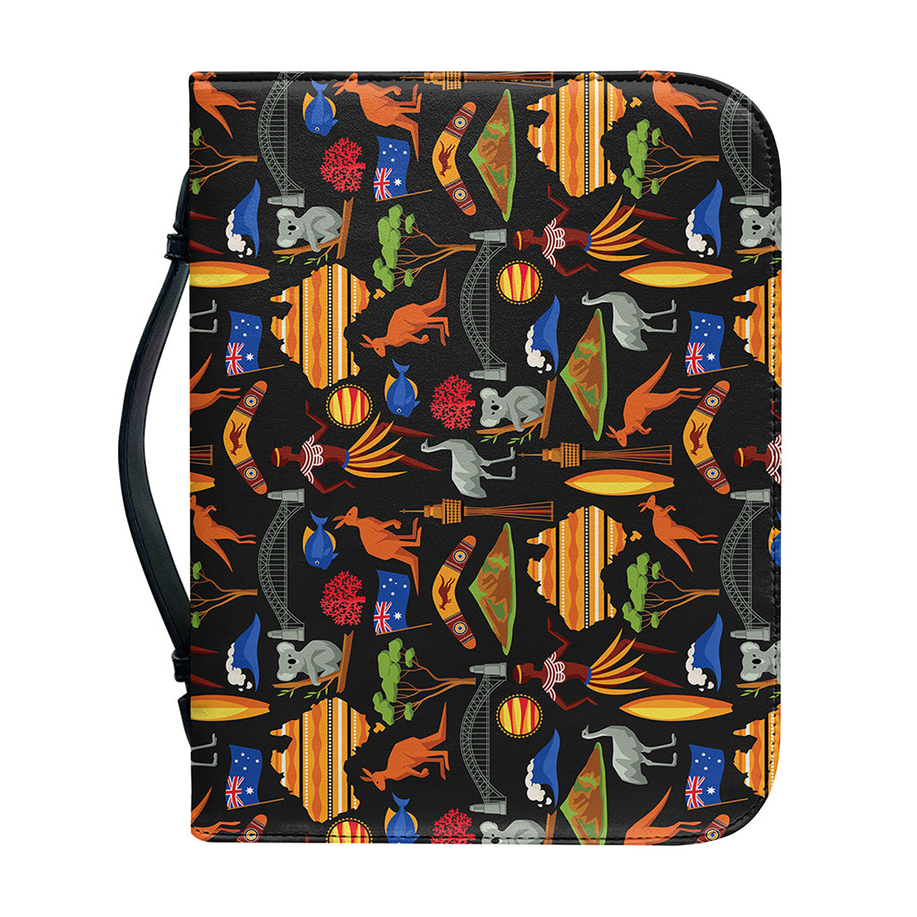 Australia Symbols Pattern Print Leather Bible Cover