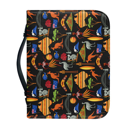 Australia Symbols Pattern Print Leather Bible Cover