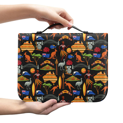 Australia Symbols Pattern Print Leather Bible Cover