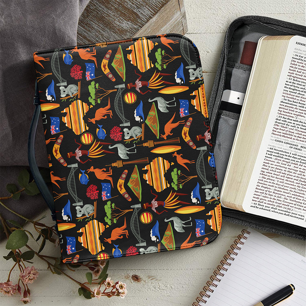 Australia Symbols Pattern Print Leather Bible Cover