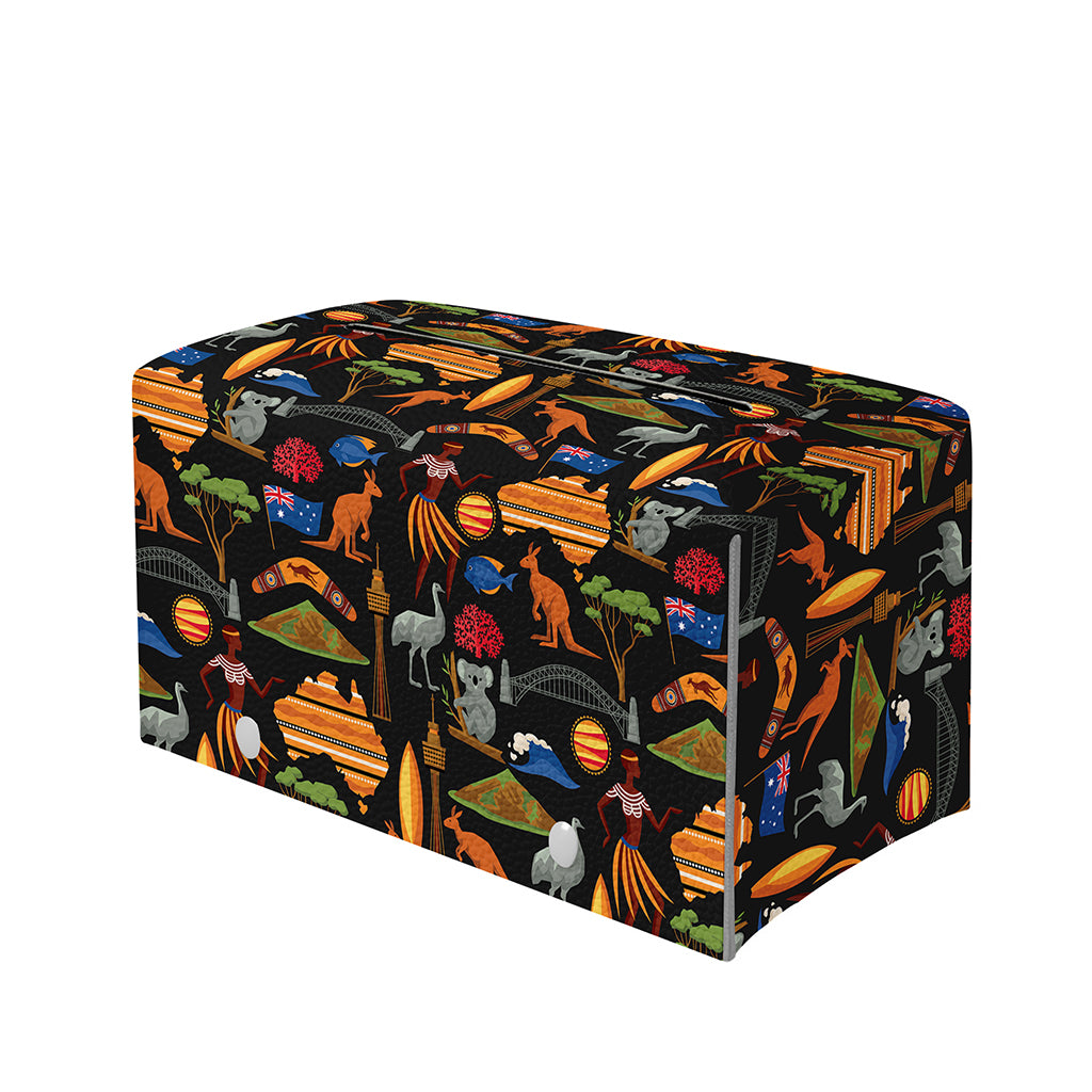 Australia Symbols Pattern Print Leather Tissue Box Cover