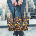 Australia Symbols Pattern Print Leather Tote Bag