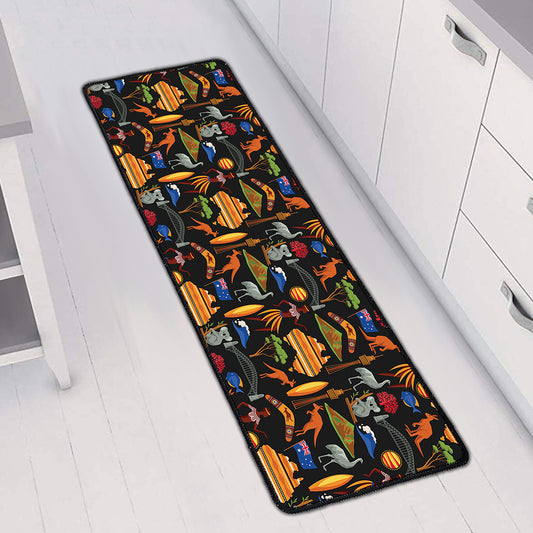 Australia Symbols Pattern Print Long Kitchen Mat