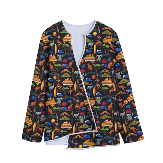 Australia Symbols Pattern Print Long Sleeve Short Coat