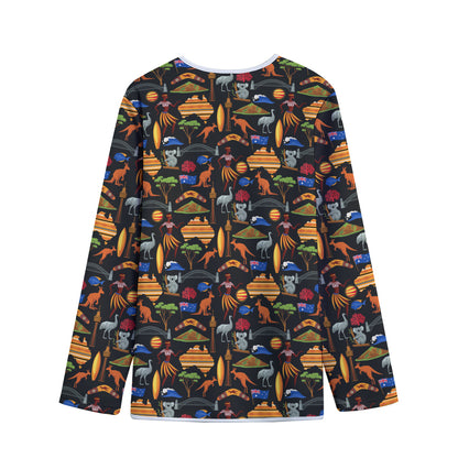 Australia Symbols Pattern Print Long Sleeve Short Coat