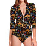 Australia Symbols Pattern Print Long Sleeve Swimsuit