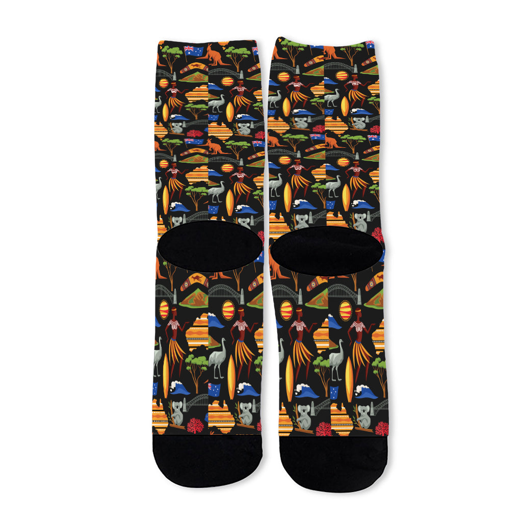 Australia Symbols Pattern Print Long Socks