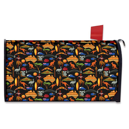 Australia Symbols Pattern Print Mailbox Cover