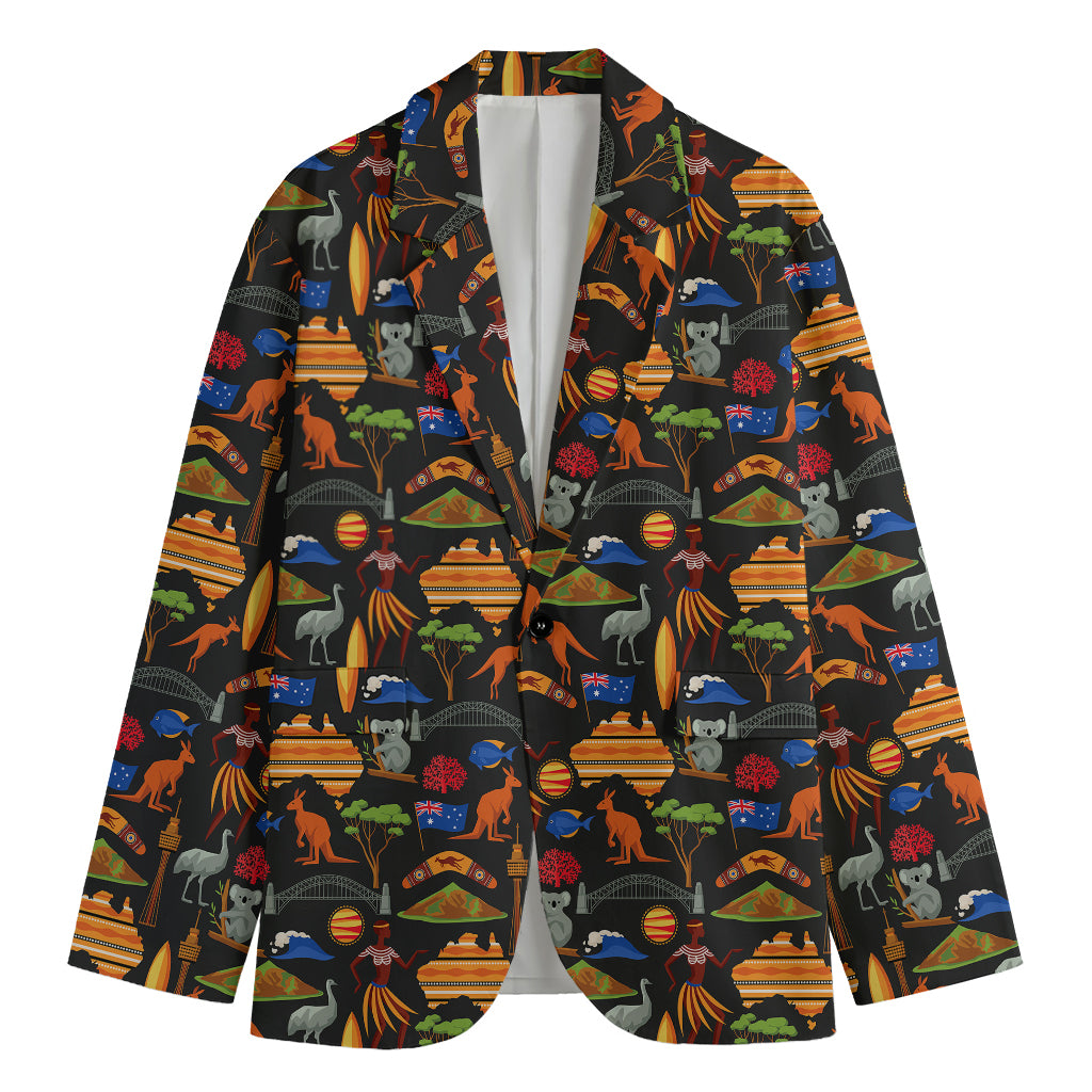 Australia Symbols Pattern Print Men's Blazer