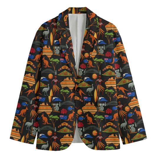 Australia Symbols Pattern Print Men's Blazer