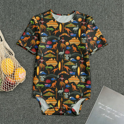 Australia Symbols Pattern Print Men's Bodysuit