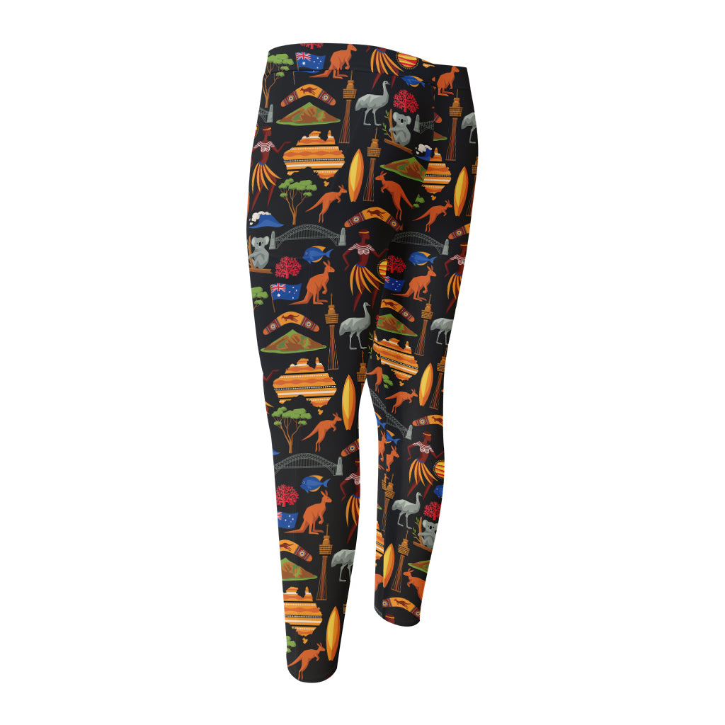 Australia Symbols Pattern Print Men's Compression Pants