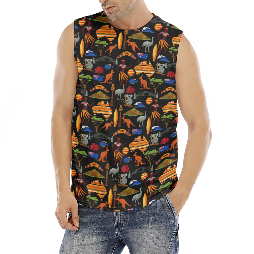 Australia Symbols Pattern Print Men's Fitness Tank Top