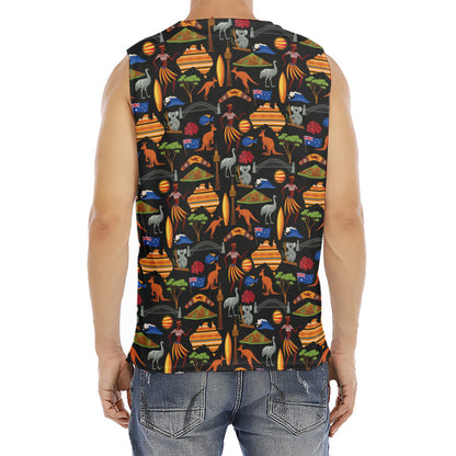 Australia Symbols Pattern Print Men's Fitness Tank Top