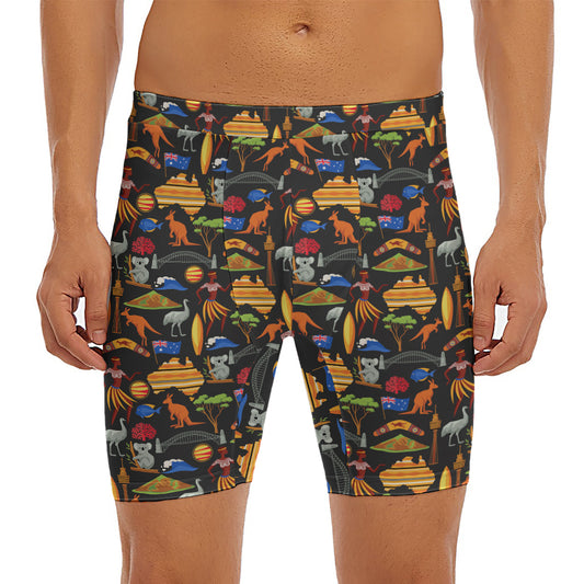 Australia Symbols Pattern Print Men's Long Boxer Briefs