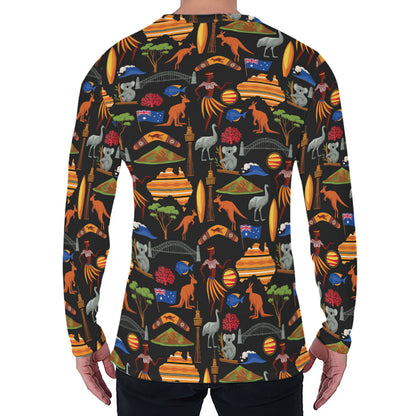 Australia Symbols Pattern Print Men's Long Sleeve T-Shirt